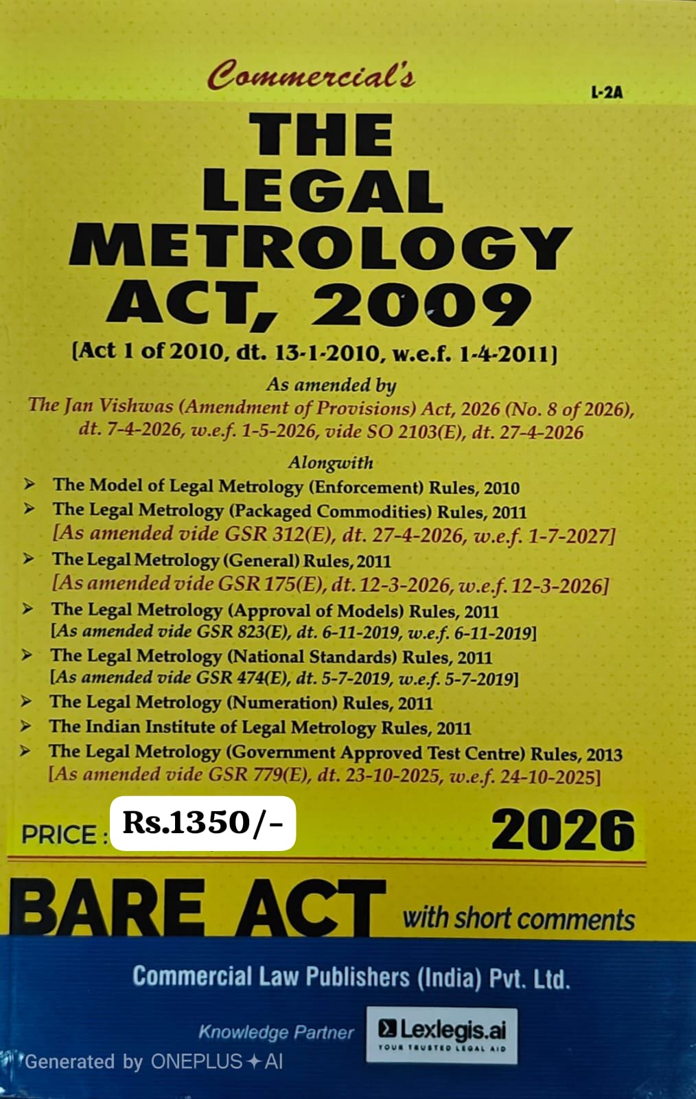 Legal Metrology Act 2009 - BARE ACT - New 2026 Commercial