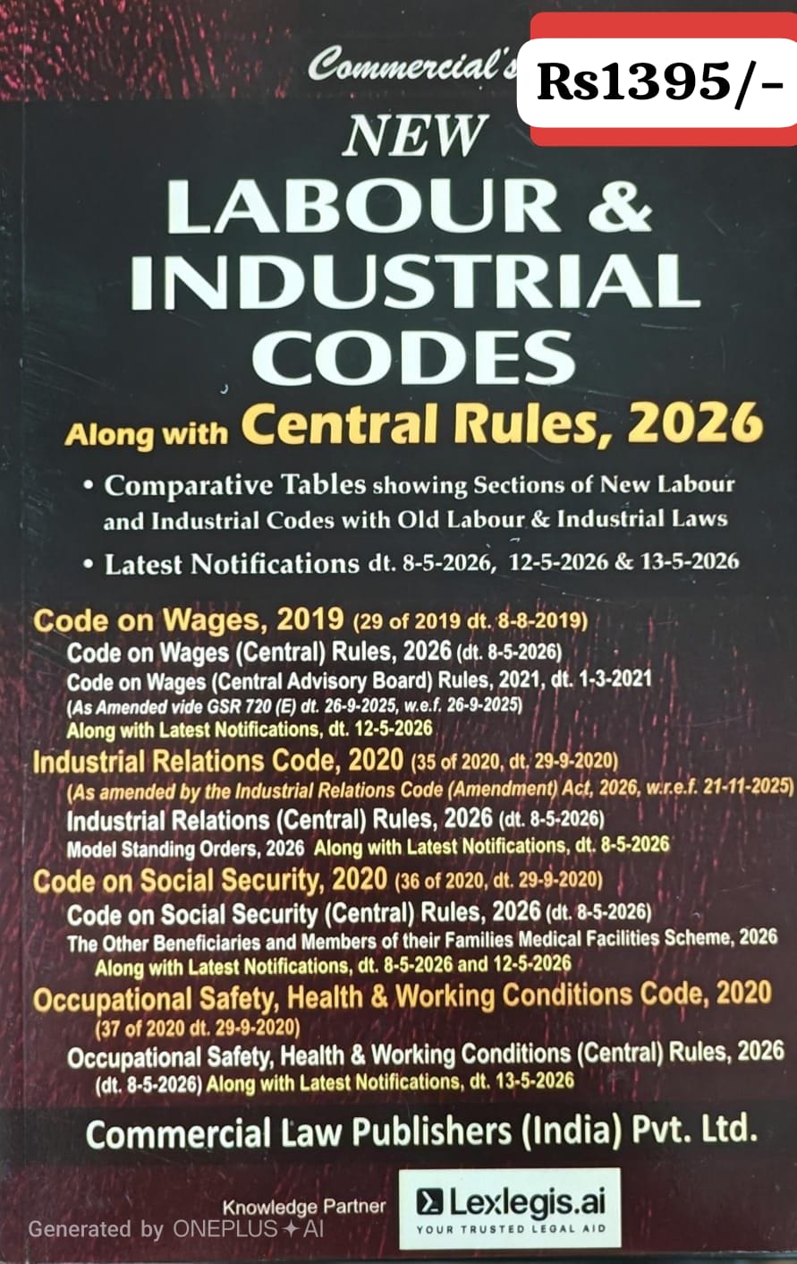 New Labour & Industrial Codes Along with Central Rules, 2026 - New May 2026 Edition Commercial