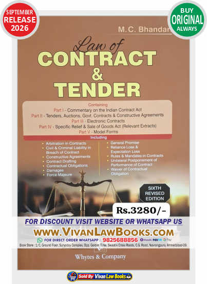Law of Contract and Tender by M C Bhandari - New Sixth Revised Edition September 2026 Release by Whytes & Co