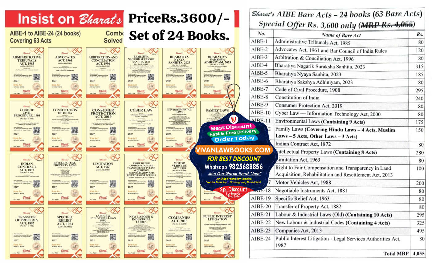Bharat's AIBE 24 Bare Act (Without Notes) Combo in English - New 2027 Edition