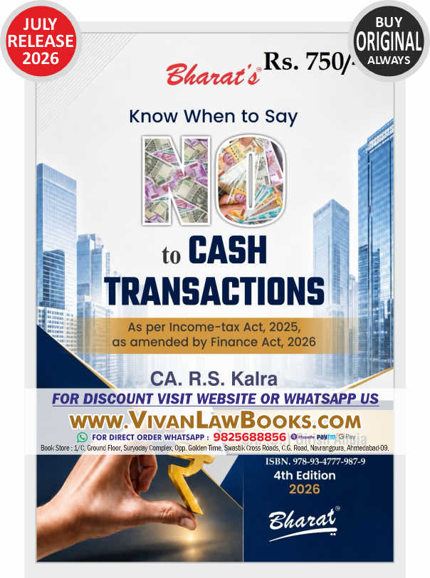 Know When to Say NO to CASH TRANSACTIONS by CA R S Kalra - New 4th Edition July 2026 Bharat