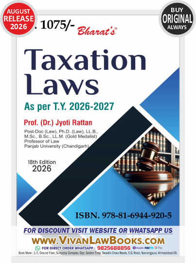 Taxation Laws As per T Y 2026-2027 by Prof Dr Jyoti Rattan - New 18th Edition 2026 Bharat *** ORIGINAL EDITION ***