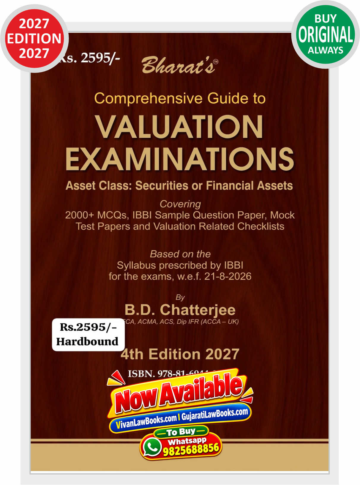 Bharat's Comprehensive Guide to VALUATION EXAMINATION by B D Chatterjee - New 4th Edition 2027 Bharat
