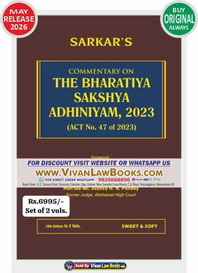 Commentary on The Bharatiya Sakshya Adhiniyam 2023 -  Sarkar - New 10th Edition May 2026  - BNS - 2 Book Set