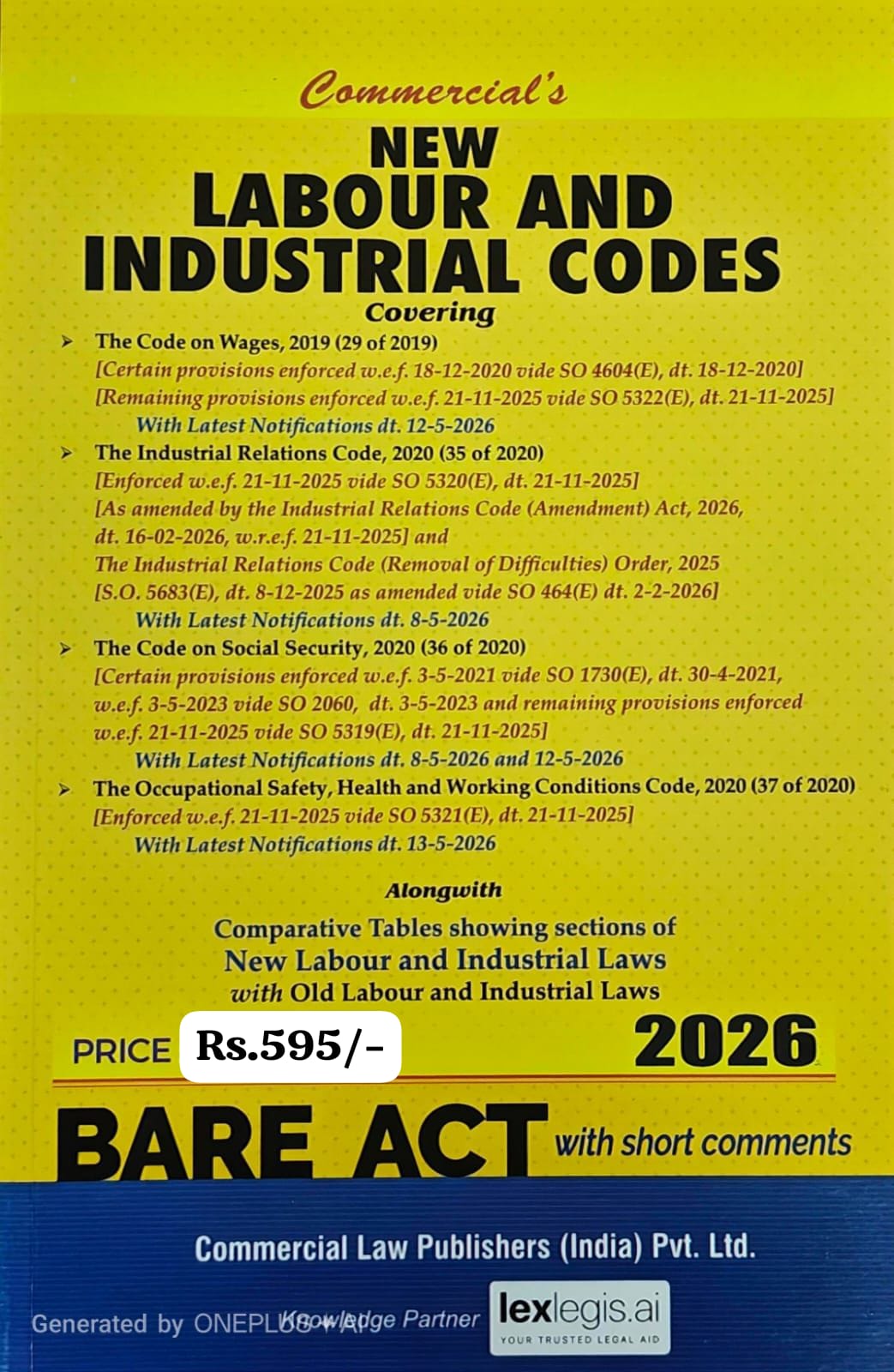 New - Labour and Industrial Codes - BARE ACT - New May 2026 Release by Commercial