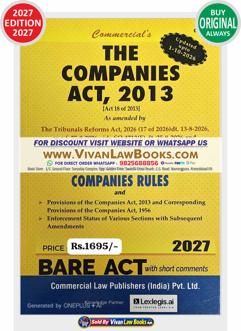 New = The Company Act 2013 with Company Rules - Updated till 1-10-2026 - BARE ACT 2027