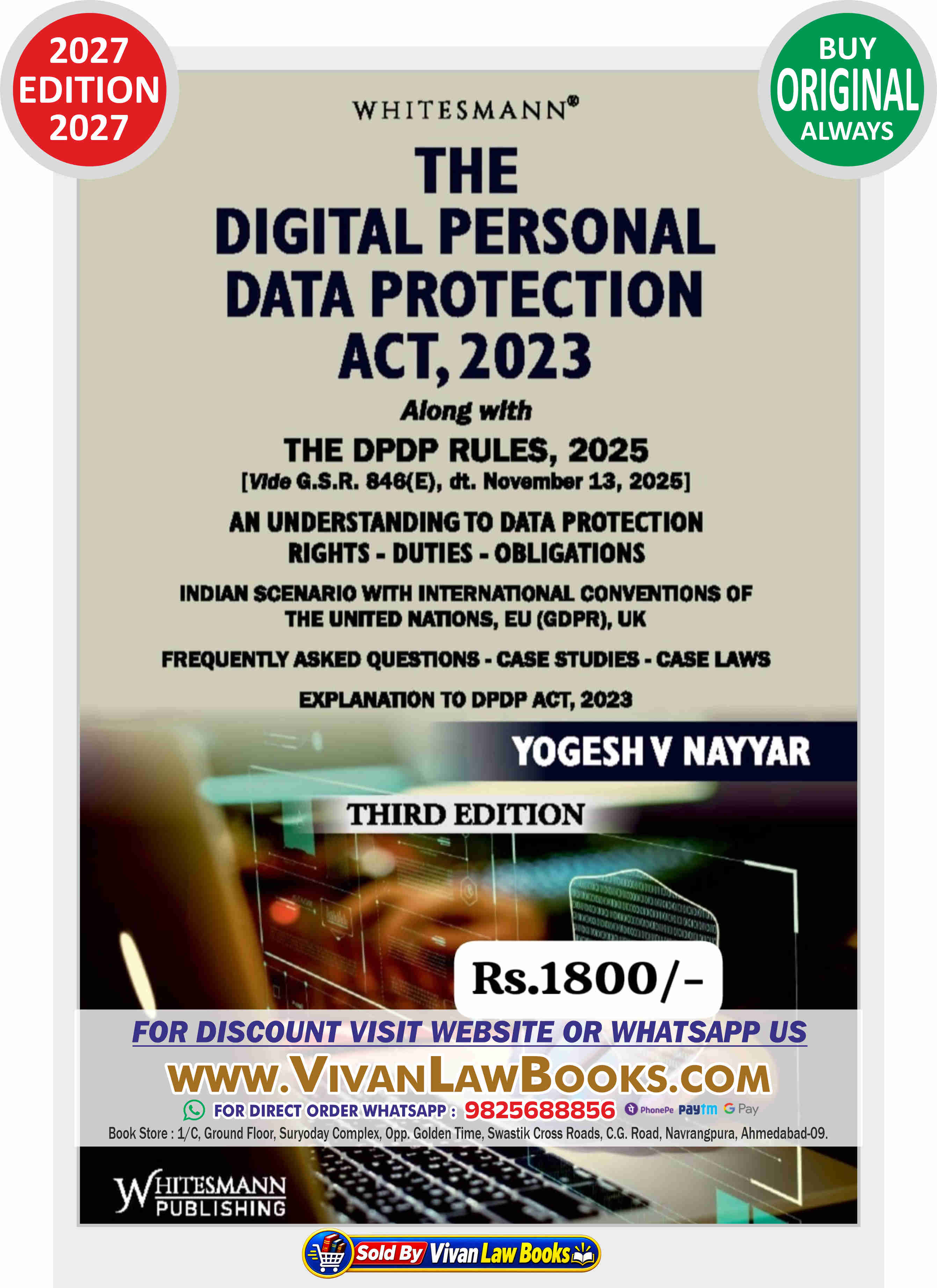 New Digital Personal Data Protection Act 2023 by Yogesh V Nayyar - Latest 3rd Edition 2027 Whitesmann