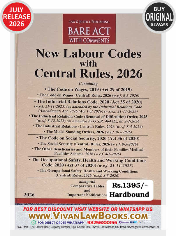 New Labour Codes with Central Rules 2026 - in English (Hardbound) - New July 2027 Release by Law & Justice ORIGINAL BOOK