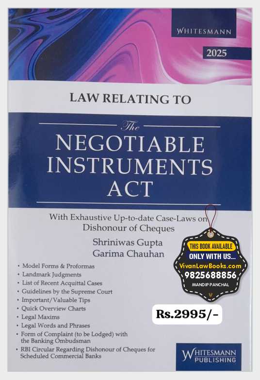 Law Relating to The Negotiable Instruments Act - Latest March 2025 Edition Whitesmann