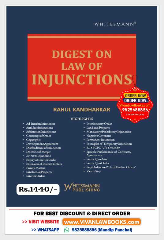 Digest Law of Injunctions - by Rahul Kandharkar - Latest 2025 Edition Whitesmann
