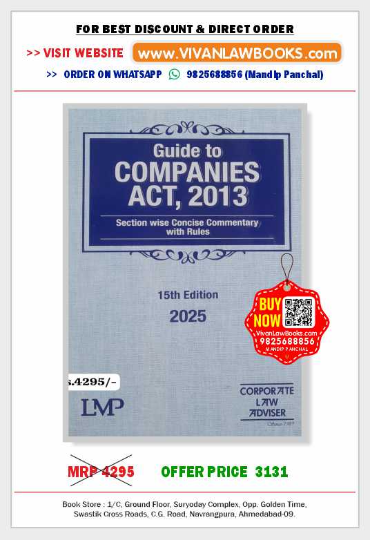 Guide to COMPANIES ACT, 2013 Section wise Concise Commentary with Rules - Latest 15th Edition May 2025 Release - LMP