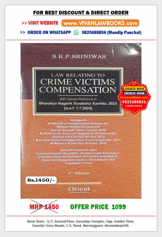 Law Relating to CRIME VICTIMS COMPENSATION as per BNSS - Latest 2nd Edition May 2025 Release by Orient