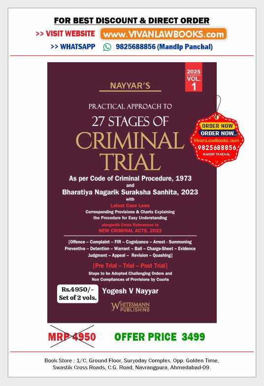 Nayyar's PRACTICAL APPROACH TO 27 STAGES OF CRIMINAL TRIAL (As Per New Criminal Laws) - (in 2 Volumes) - Latest May 2025 Release - Whitesmann