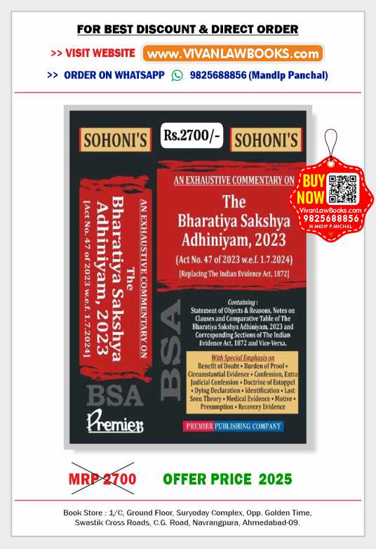 An Exhaustive Commentary on BSA - The Bharatiya Sakshya Adhiniyam, 2023 - Latest June 2025 Release Premier