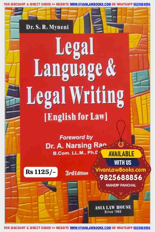 Legal Language & Legal Writing (English For Law) - by Dr S R mayeni - Latest July 2025 Release by Asia Law House