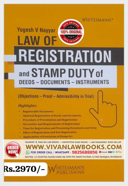 Law of Registration and Stamp Duty of Deeds - Documents - Instruments by Yogesh V Nayyar - Latest August 2025 Release by Whitesmann