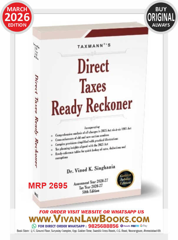 New - Direct Taxes Ready Reckoner Assessment Year 2026-27 Tax Year 2026-27 - by Dr Vinod K Singhania - New 50th Golden Jubilee Edition - Taxmann