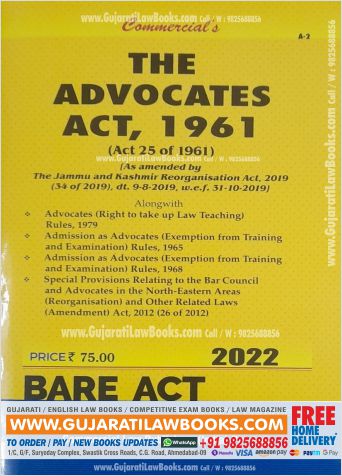 Advocate Act, 1961 - BARE ACT - Commercial 2022 Edition-0