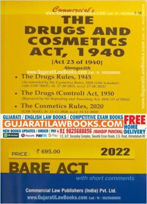Drugs and Cosmetics Act, 1940 - BARE ACT - Commercial 2022 Edition-0