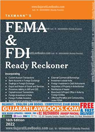 Taxmann's FEMA & FDI Ready Reckoner – Topic-wise commentary on the provisions of FEMA along with relevant Rules, Case Laws, Circulars, Notifications & Master Directions - 16th Edition 2022 Taxmann-0