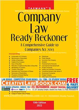 Taxmann's Company Law Ready Reckoner – Topic-wise commentary on the provisions of Companies Act, 2013 along with relevant Rules, Case Laws, Circulars, Notifications – 4 January 2022-0