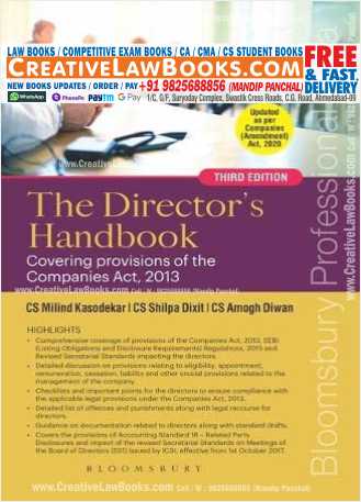 The Director’s Handbook, 3e: A Panoramic view of the provisions of the Companies Act, 2013 Paperback – 20 January 2022 by Milind Kasodekar (Author), Shilpa Dixit (Author), Amogh Diwan (Author)-0