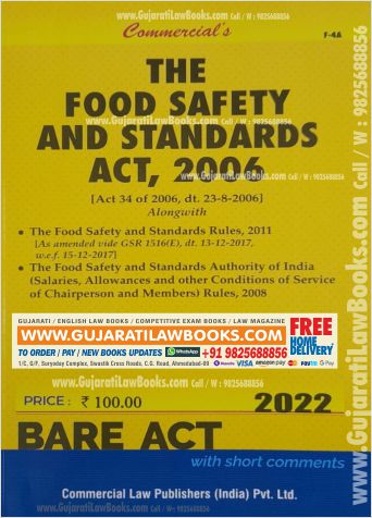 Food Safety and Standards Act, 2006 - Bare Act - Latest 2022 Edition Commercial-0