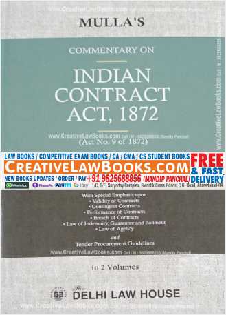 Mulla's Commentary on INDIAN CONTRACT ACT, 1872 (In 2 Volume) - Latest 2022 Edition Delhi Law House-0