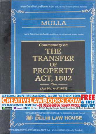 Mulla's Commentary on THE TRANSFER OF PROPERTY ACT, 1882 - Latest 2022 Edition Delhi Law House-0