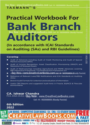 Taxmann’s Practical Workbook for Bank Branch Auditors – One-stop-reference Manual cum Audit Notebook (with Hints & Checklists) in accordance with ICAI Standards on Auditing (SAs) and RBI Guidelines Paperback – 9 March 2022 by CA Ishwar Chandra (Author)-0