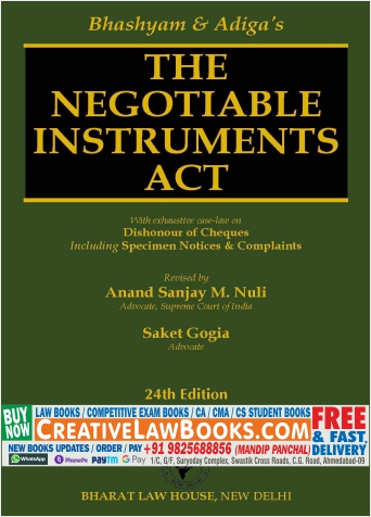 The Negotiable Instruments Act by Bhashyam & Adiga - 24th Edition 2022-0