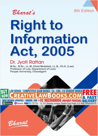 Bharat's RIGHT TO INFORMATION ACT, 2005 - 6th Edition 2022 Dr Jyoti Rattan-0