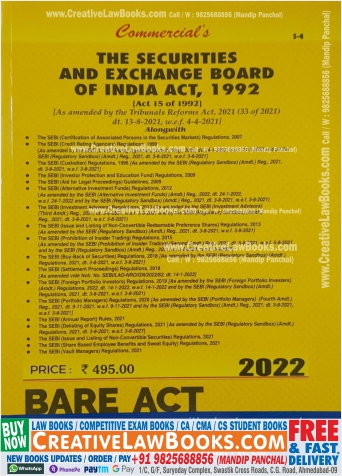 SEBI - Securities and Exchange Board of India Act 1992 - BARE ACT - 2022 - Commercial-0