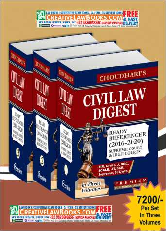 Choudhari’s - Civil Law Digest Ready Referencer (2016-2020) supreme Court & high Courts In Three Volumes - Latest 2022 Edition Premier-0