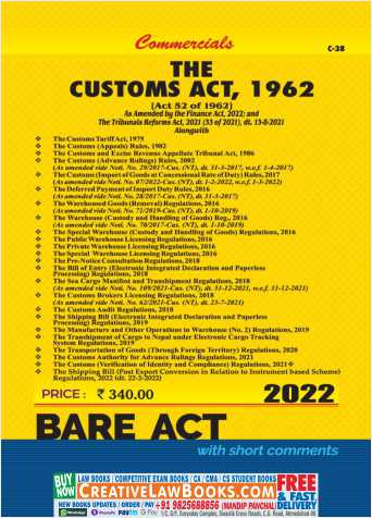 Customs Act, 1962 - BARE ACT - Commercial Latest 2022 Edition-0