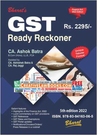 Bharat's - GST Ready Reckoner 5th Edition 2022 CA Ashok Batra-0