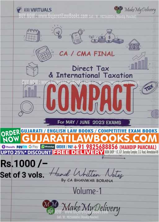 CA / CMA Final - Direct Tax and International Taxation COMPACT - for May / June 2023 Exams (3 Volume) by CA Bhanwar Borana