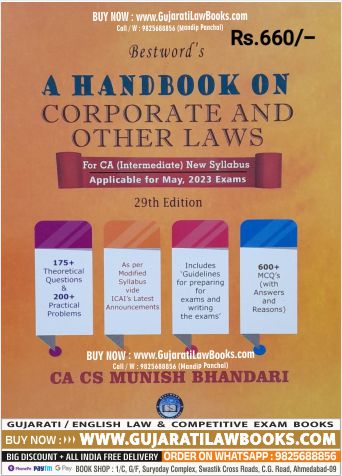 Bestword CA Inter A Handbook on Corporate and other Laws New Syllabus By Munish Bhandari Applicable for May 2023 Exam
