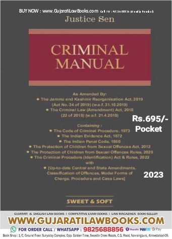 CRIMINAL MANUAL (Pocket) by Justice Sen - Latest 2023 Edition Sweet & Soft