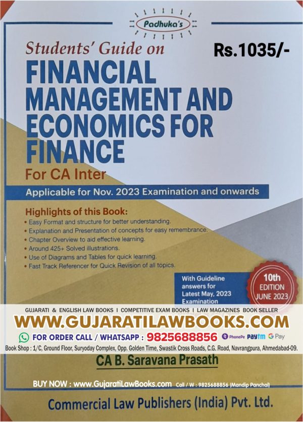 Student's Guide on Financial Management and Economics For Finance For CA Inter Latest 10th Edition June 2023 by Commercial