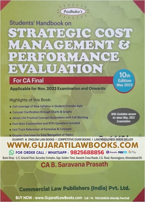 Padhuka's - Students Handbook on STRATEGIC COST MANAGEMENT AND PERFORMANCE EVALUATION - for CA B Saravana Prasath - Latest 10th Edition May 2023 by Commercial