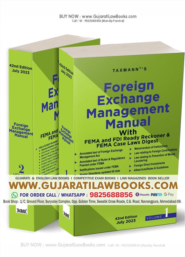 Taxmann's FEMA Manual | Set of 2 Vols. – Compendium of amended, updated & annotated text of Acts, Rules/Regulations, Notifications, Master Directions, Case Laws etc., on FEMA, FCRA, PMLA & FDI Paperback – 19 July 2023 by Taxmann (Author)