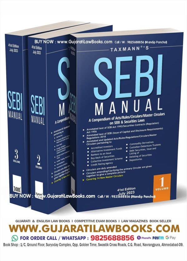Taxmann's SEBI Manual (Set of 3 Vols.) – Compendium of the Annotated text of Acts, 70+ Rules/Regulations, 630+ Circulars/Notifications, 25+Master Circulars, etc. on SEBI & Securities Laws in India Paperback – 29 July 2023