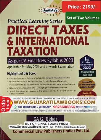 Padhuka's - Practical Learning Series DIRECT TAXES & INTERNATIONAL TAXATION As Per CA Final New Syllabus 2023 - Applicable For May 2024 Exam - Latest December 2023 by CA G Sekar