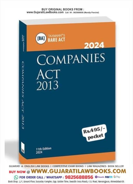 Taxmann's COMPANIES ACT 2013 - POCKET BARE ACT - Latest 2024 Edition