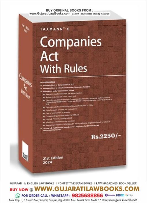 Taxmann's Companies Act with Rules – Most authentic & comprehensive book covering amended, updated & annotated text of the Companies Act with 55+ Rules, Circulars & Notifications, etc. [2024]