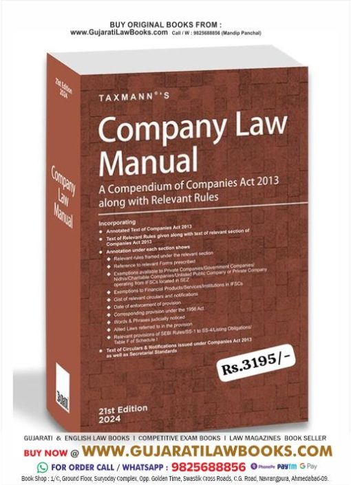 Taxmann's Company Law Manual – Compendium of annotated, amended & updated text of Companies Act, presented with Rules, Circulars & Notifications in a unique/concise format | [2024 Edition]