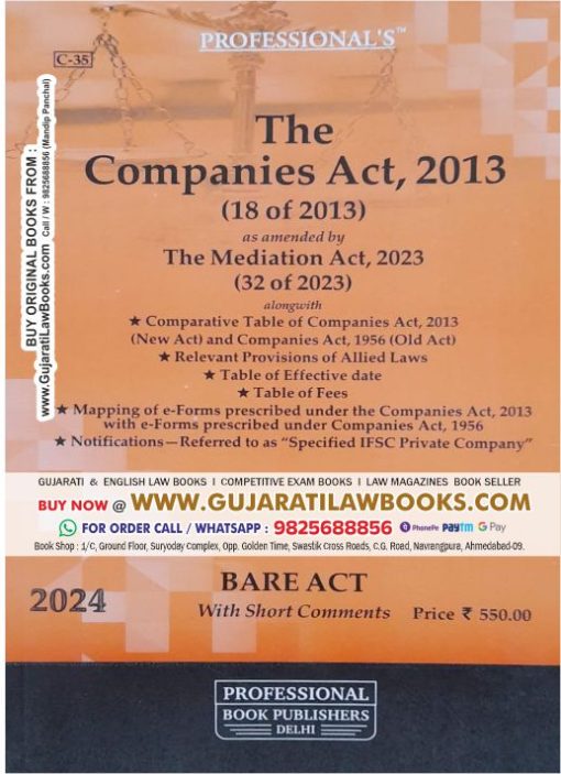 The Companies Act, 2013 - BARE ACT - Latest 2024 Edition Professional