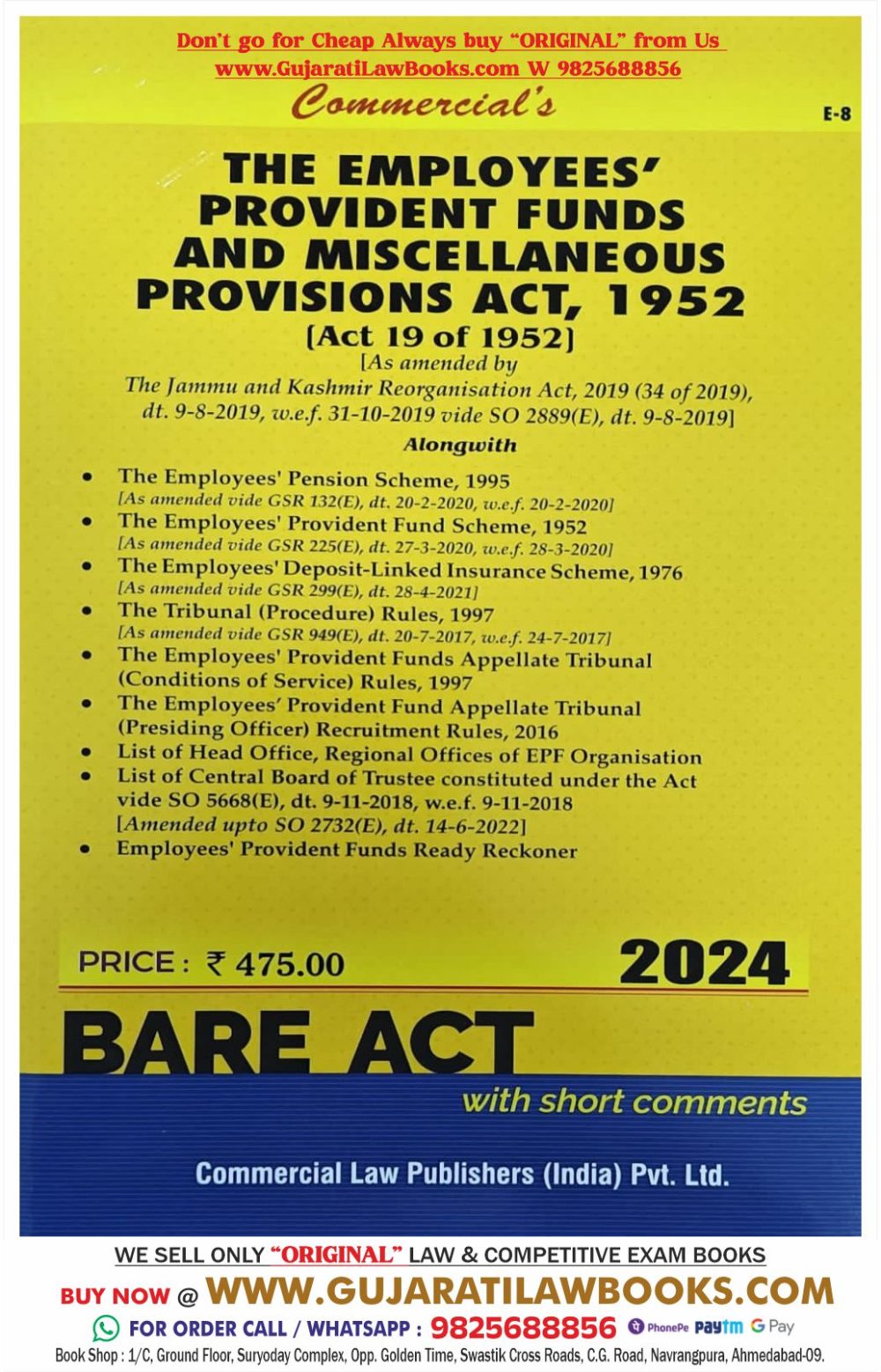 Employees Provident Funds and Miscellaneous Provisions Act, 1952 - BARE ACT - Latest 2024 Edition Commercial