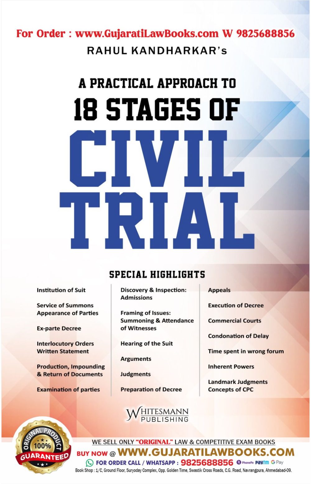 A Practical Approach to 18 Stages of CIVIL TRIAL by Rahul Kandharkar - Latest March 2024 Edition Whitesmann